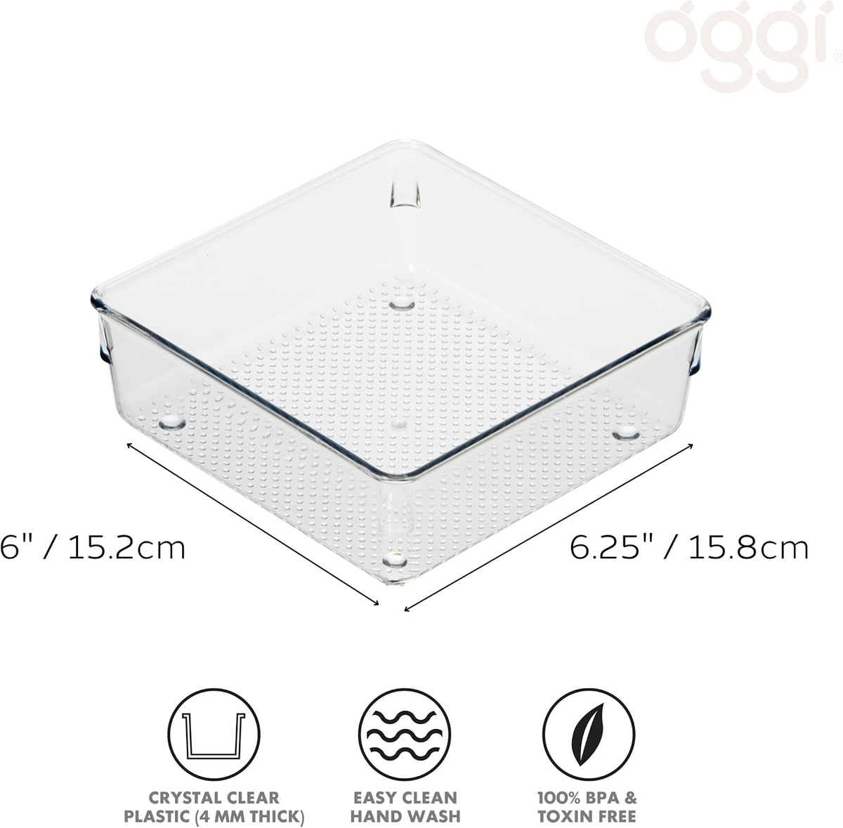 Oggi Clear Drawer Organizer - 3" X 12.5" - Ideal for Organizing Kitchen Drawers, Office, Desk, Silverware, Kitchen Utensils, Cosmetics and Bathrooms