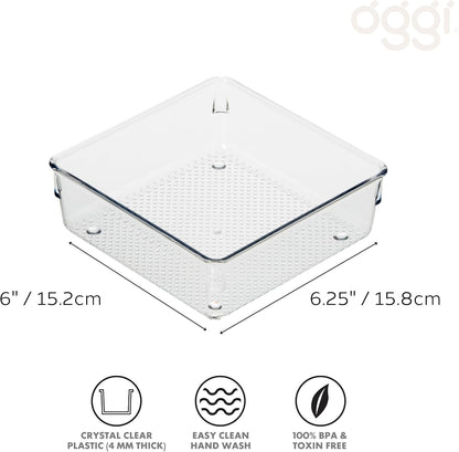 Oggi Clear Drawer Organizer - 3" X 12.5" - Ideal for Organizing Kitchen Drawers, Office, Desk, Silverware, Kitchen Utensils, Cosmetics and Bathrooms