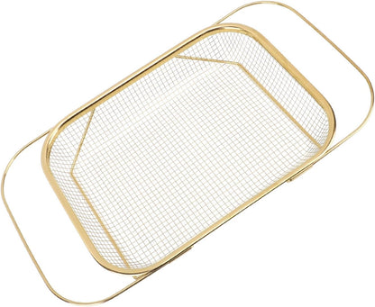 gernie Over the Sink Strainer, Stainless Steel Colander Strainer Basket with Expandable Handles, Professional Fine Mesh Colander Strainer for Kitchen Sink for Rinse Fruits, Vegetables
