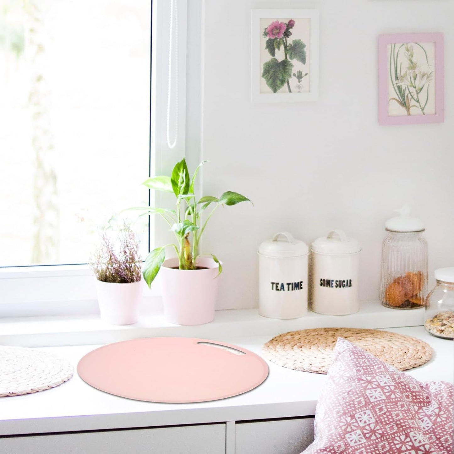 VALICLUD Cutting Board 35x0.8cm Pink Pp Food Cutting Mat Non-slip Kitchen Chopping Board Convenient Tool for Indoor and Outdoor Use