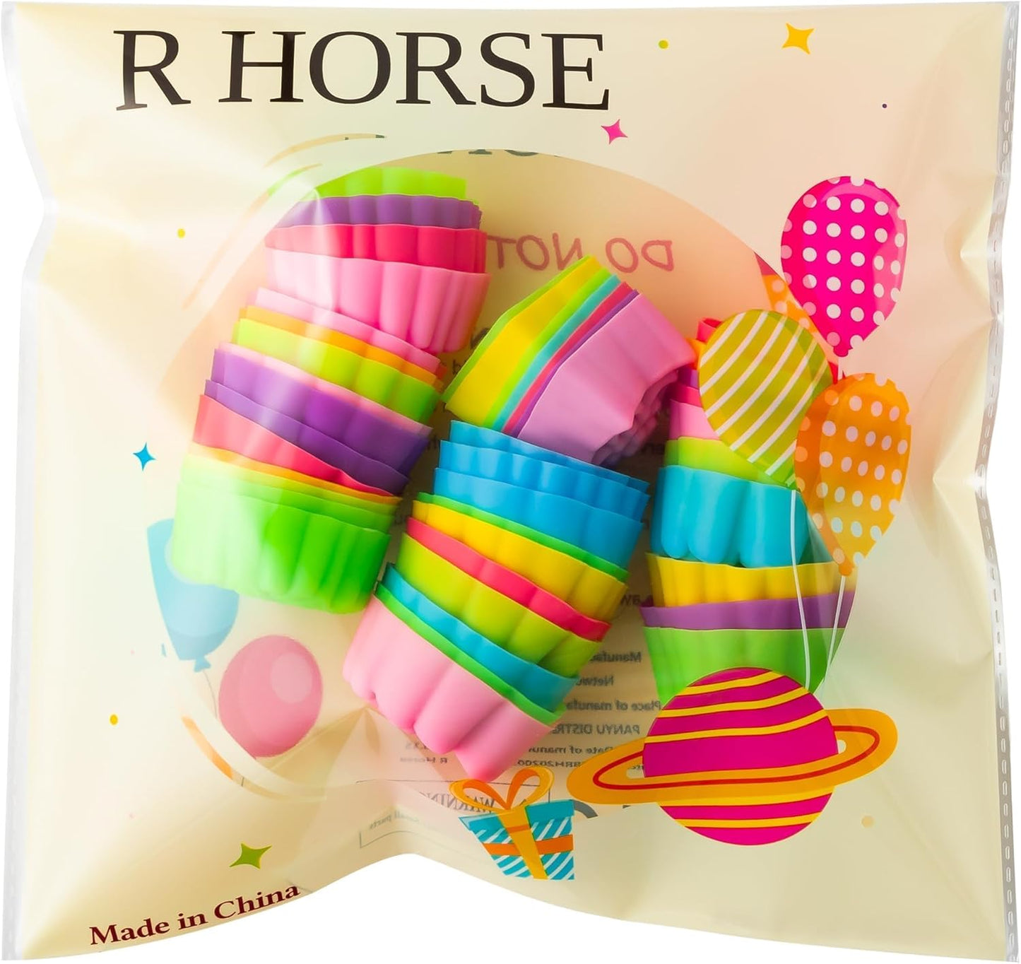 R HORSE 42Pcs Silicone Molds Cupcake 2 Inch Mini Size Reusable Muffins Liners Washable Non-Stick Donut Wrapper Mold Flower Shapes Baking Cups for Pan Oven Microwave Dishwasher