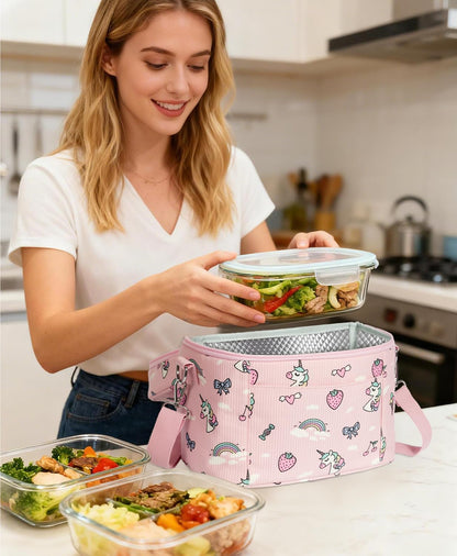 HowFly Lunch Bag Women Lunch Box for Women Cute Corduroy Insulated Lunch Bag Adult Large Cooler Lunch Tote Bags for Work Picnic Beach, Blue