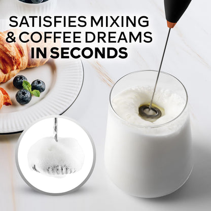 Zulay Kitchen Rechargeable Milk Frother Handheld - Frother Wand, Drink Mixer, Electric Whisk Frother, for Cappuccinos, Matcha & Protein Powder - Dynamic 3 Whisk, 3 Speed 500mAh Black - Colors B