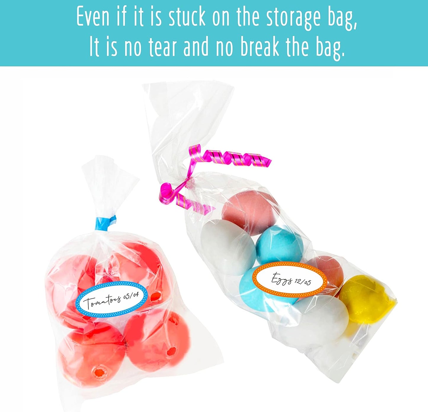 500 Removable Freezer Pantry Labels, Waterproof Tear Resistant Removable No Residue, for Food Containers Jars Kitchen Restaurant Storage Organization