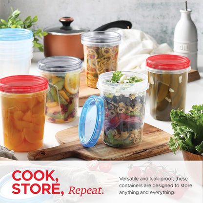 Tafura 10 Pack Leakproof Freezer Containers for Food with Twist Top Lids - 32 Oz BPA Free Reusable Plastic Soup Containers with Screw On Lids - Ideal for Meal Prep, Leftovers & Pantry Organization