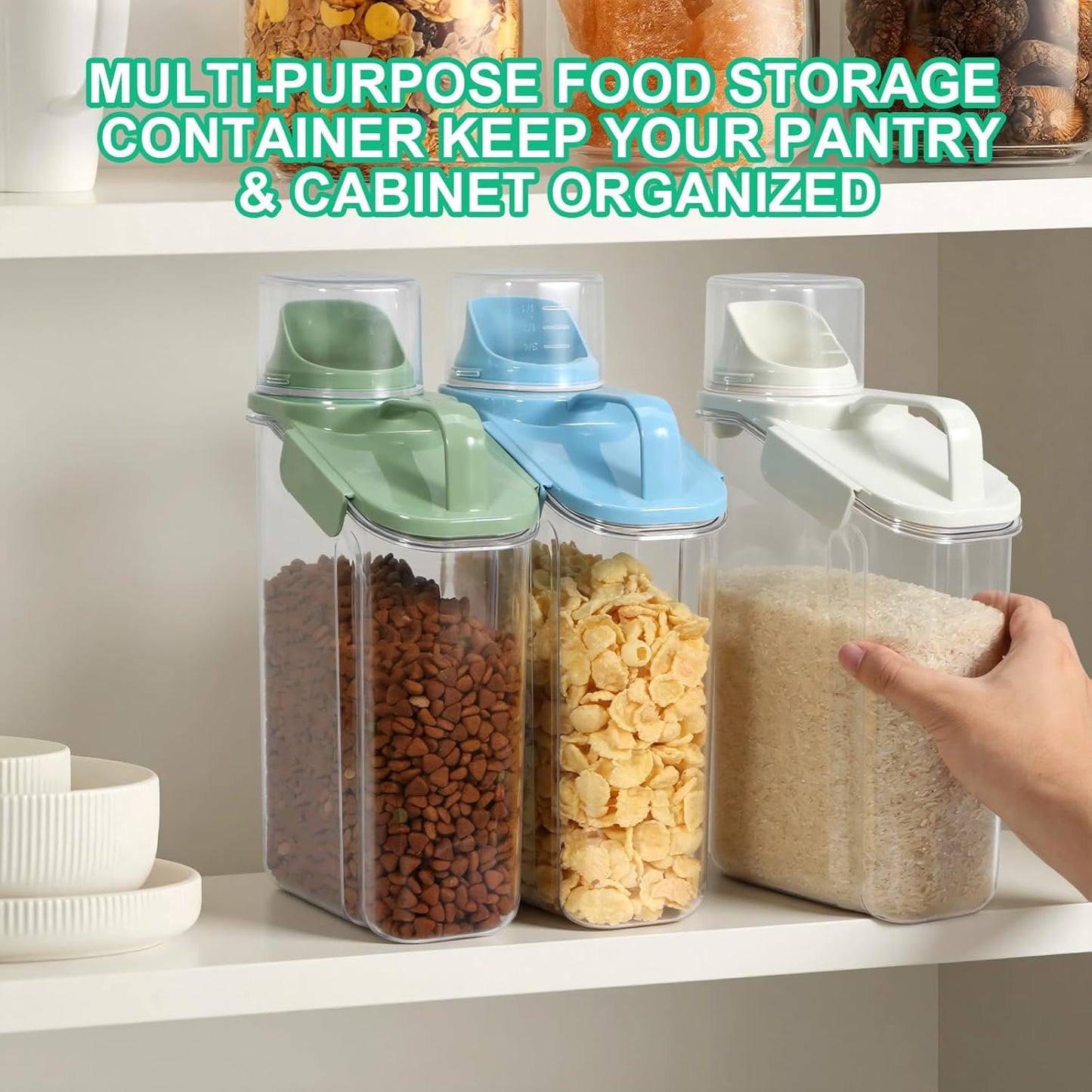 TBMax 2 Pack Airtight Rice Container 5 Lbs +10 Lbs, Cereal Container Oatmeal Storage with Easy-pouring Spout & Handy Cup for Flour Grain Beans, Pet Dog Cat Bird Food Storage Dispenser -Pink