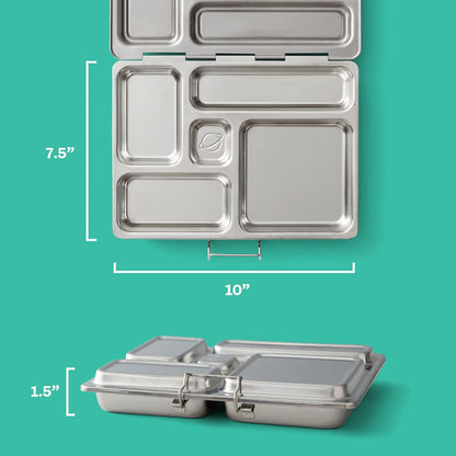 PlanetBox Rover Stainless Steel Bento Box Style Lunch Box Kit for Kids with 5 Compartments – Space Animals Edition includes Insulated Lunch Bag, Leakproof Food Containers and Matching Magnets