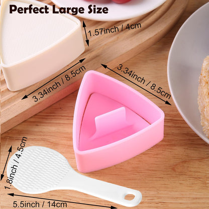 Onigiri Mold Set, 3 Pack Rice Ball Musubi Maker Press Large Triangle Rice Mold, Japanese Sushi Making Kit for Lunch Bento