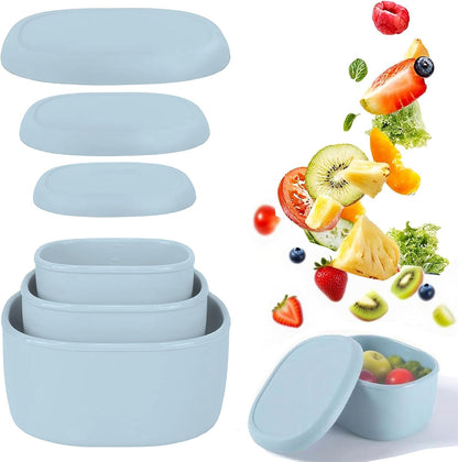 Reusable Nesting Silicone Food Storage Containers, Set of 3 Lunch Box Bento with Lids, Airtight Snack Container, BPA Free, Dishwasher Microwave Oven Freezer Safe (6.7oz, 10oz, 20oz) (Royal Blue)