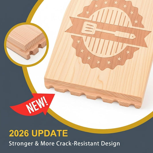 Wooden BBQ Grill Scraper – Beech Wood Griddle Cleaner for Traeger and Other Grills, No Metal Bristles, Safe and Durable Grill Cleaning Tool with Grooved Edge