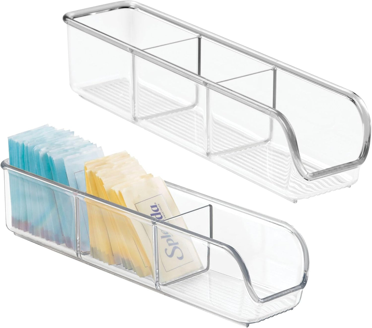 iDesign Plastic Packet and Tea Bag Organizer, Clear | Kitchen Storage Container, For Sugar, Salt, Pepper, Sweeteners, Tea Bags, Spices, The Linus Collection