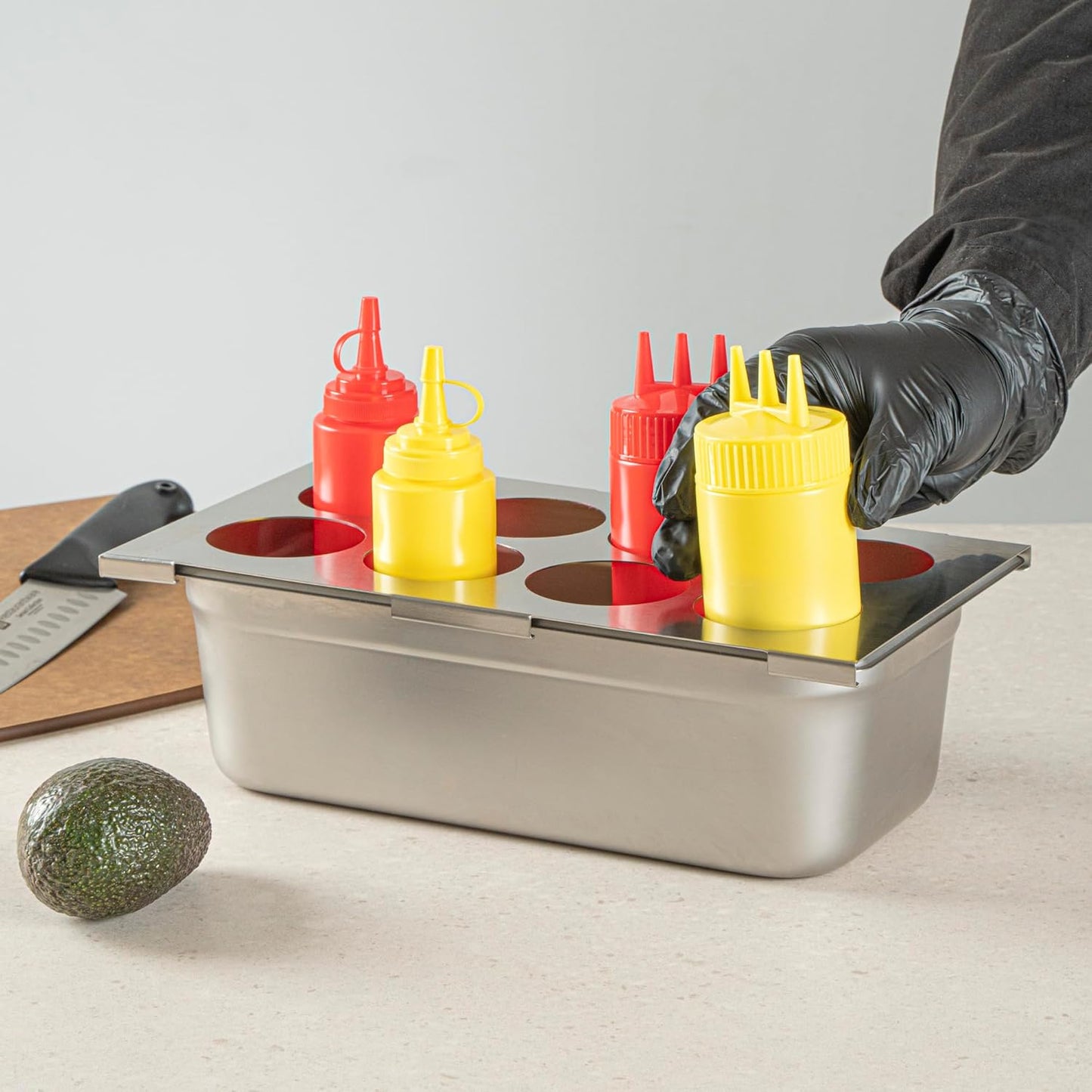 Restaurantware Stainless Steel Bottle Organizer - 1 Count - 6.299 x 7.087 x 0.394 Inches - Dishwasher-Friendly Condiment Holder - Kitchen Bottle Rack - Space-Saving Design - Silver
