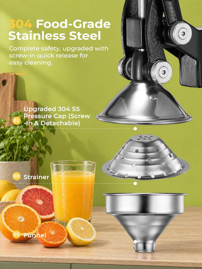 FOHERE Cast Iron Juicer Hand Press, Heavy Duty Citrus Orange Squeezer