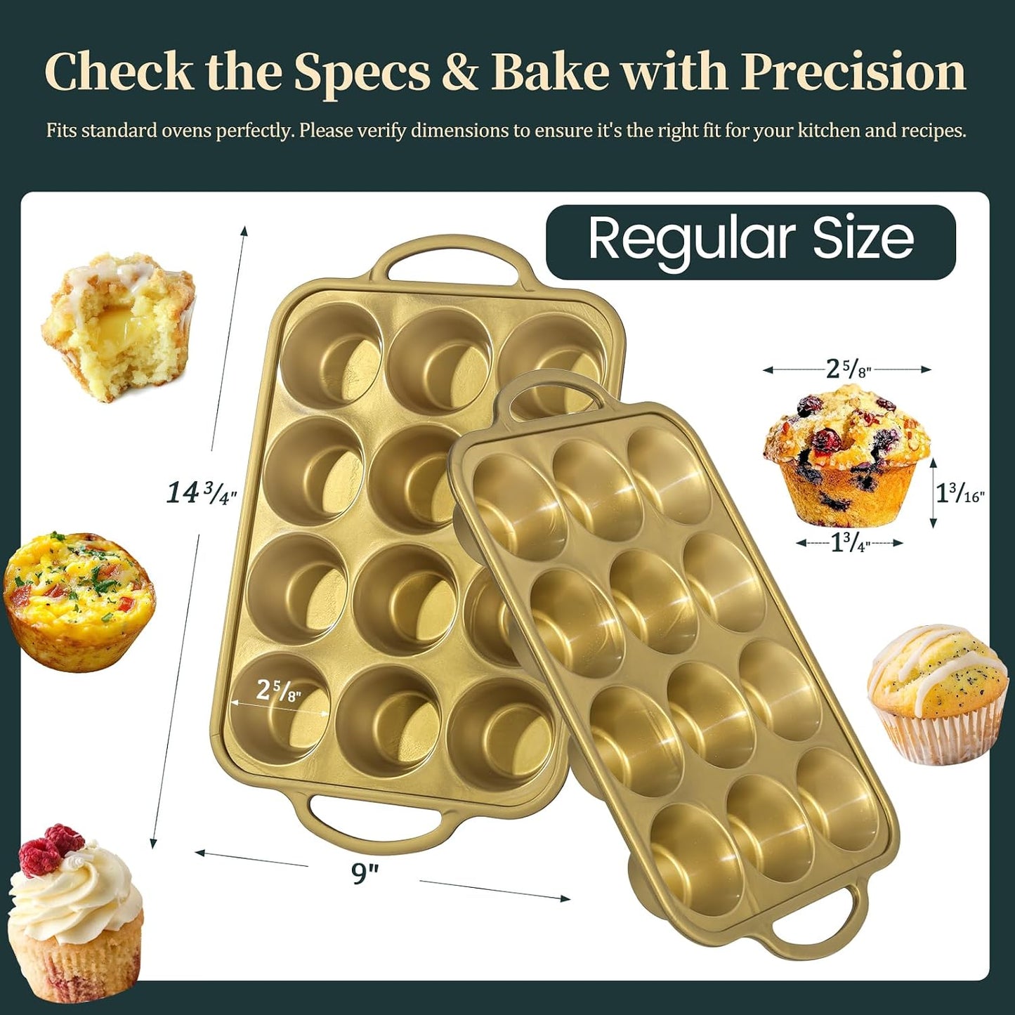 Silicone Muffin Pan with Metal Frame, 12-Cup Non-Stick Baking Pan for Cupcakes & Muffins, Dishwasher Safe & BPA Free, Durable for Meal Prep & Oven Use