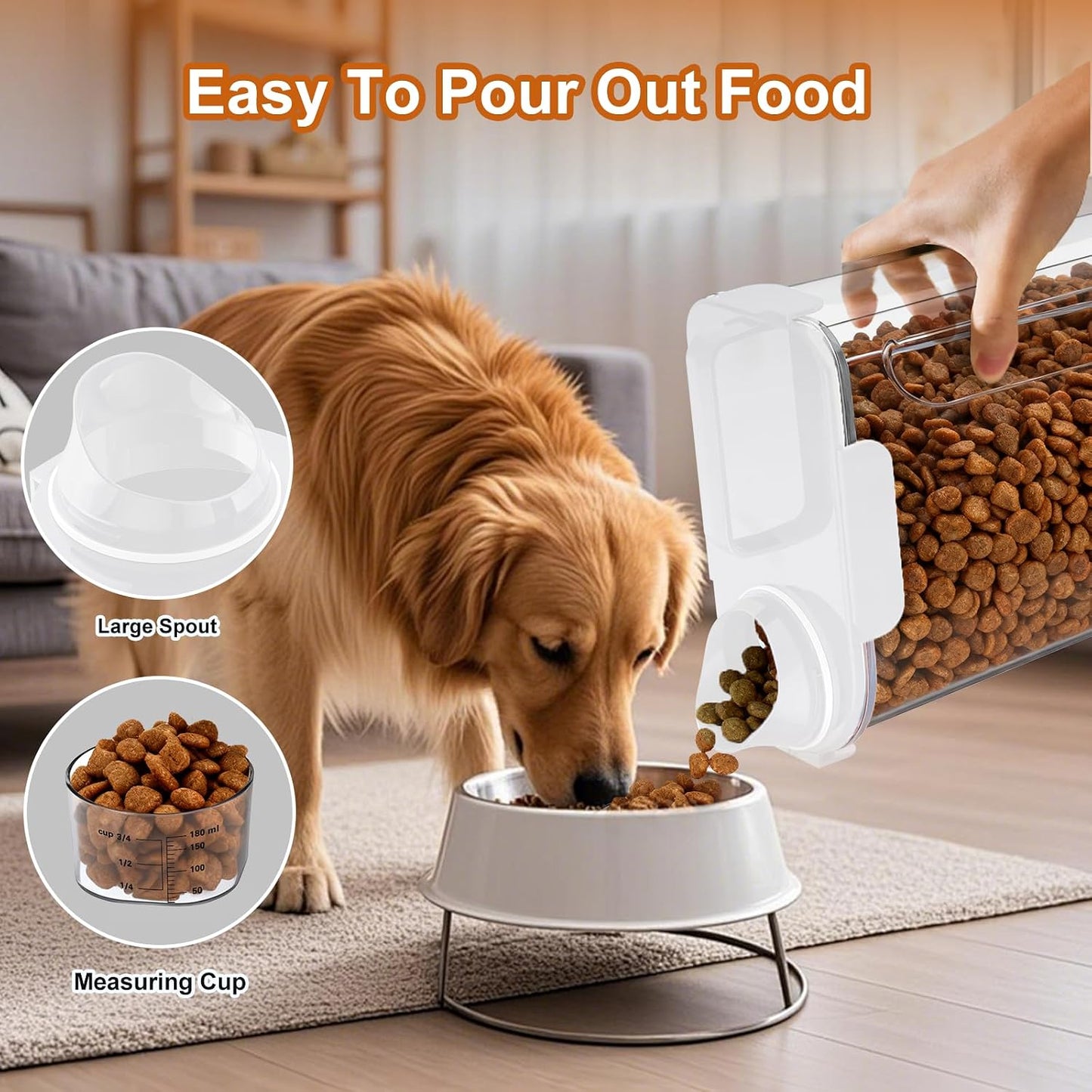 Uppetly Dog Cat Food Storage Container, 5-7Lbs Pet Food Containers, Airtight Cat Food Container with Portable Handle & Measuring Cup, Small Animal Dry Food Dispenser for Dogs, Cats and Birds Green