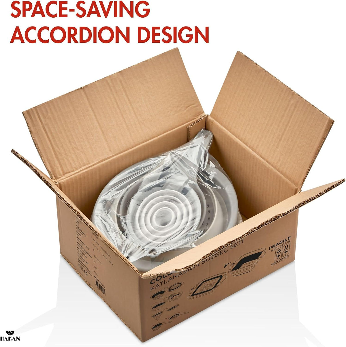 Collapsible Colanders for Kitchen, Space-Saving Plastic Colanders, Accordion Strainers with Handle & Rice Strainer