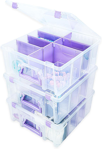 ArtBin 6990SO Super Satchel Double Deep Compartment Box - Art Storage with 8 Removable Compartments, Smart Closure for Craft Supplies (Gold - Pack of 1)