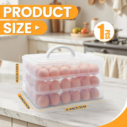 3 Layer Deviled Egg Containers with Lid,Portable Deviled Egg with Handle,Egg Carrier Holder Tray with 72 Holes for Thanksgiving Day,Party Favor Home Kitchen Refrigerator Supplies