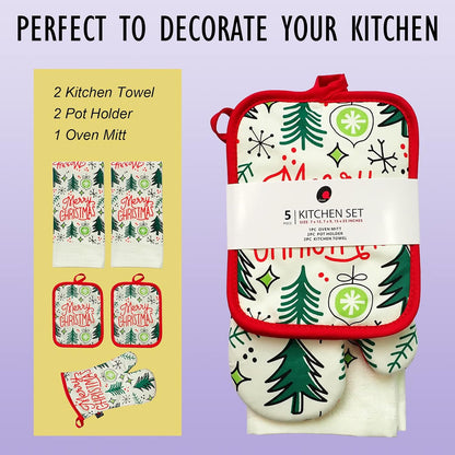 Oven Mitts and PotHolders Sets, 4 Pcs Kitchen Oven Glove High Heat Resistant 400°F Pot Holders for Kitchen, Non-Slip Neoprene Oven Mitts are Suitable for Cooking, Baking (Black)
