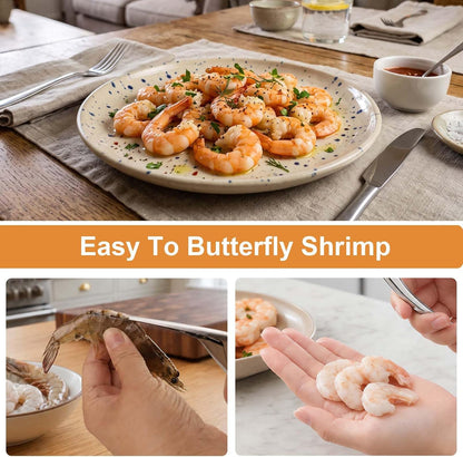 6 PCS Shrimp Peeler and Deveiner Tool Set Stainless Steel