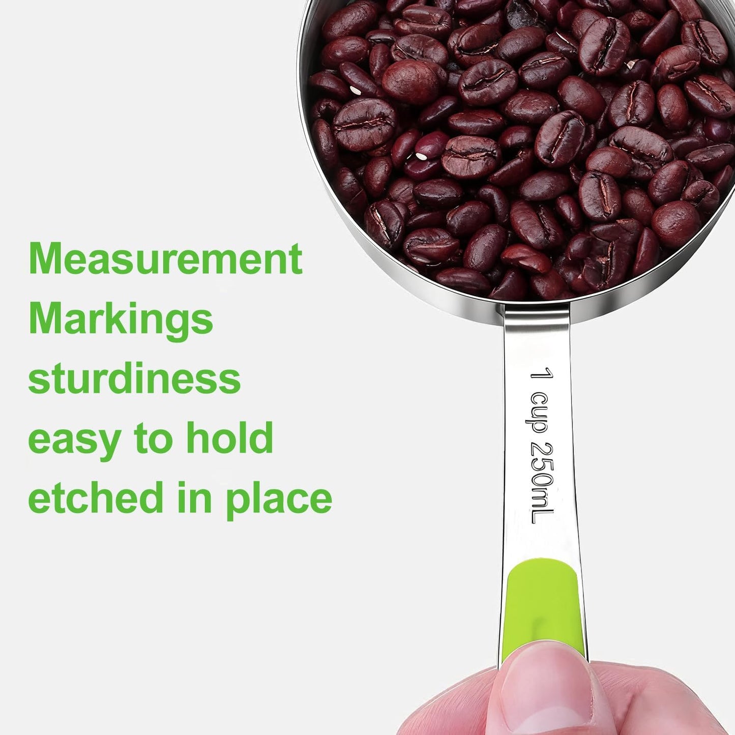 Bopei Measuring Cups and Spoons Set Stainless Steel 10 Piece for Cooking and Baking (5 Cups + 5 Spoons, Colorful Handles)