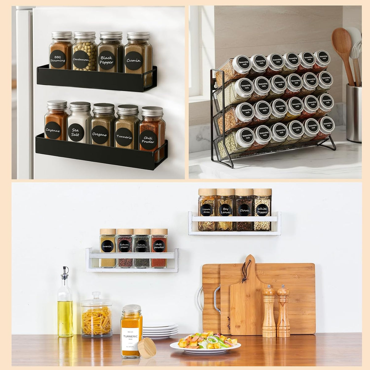 DIDITIME Spice Jars with Label, 4oz Empty Square Seasoning Containers