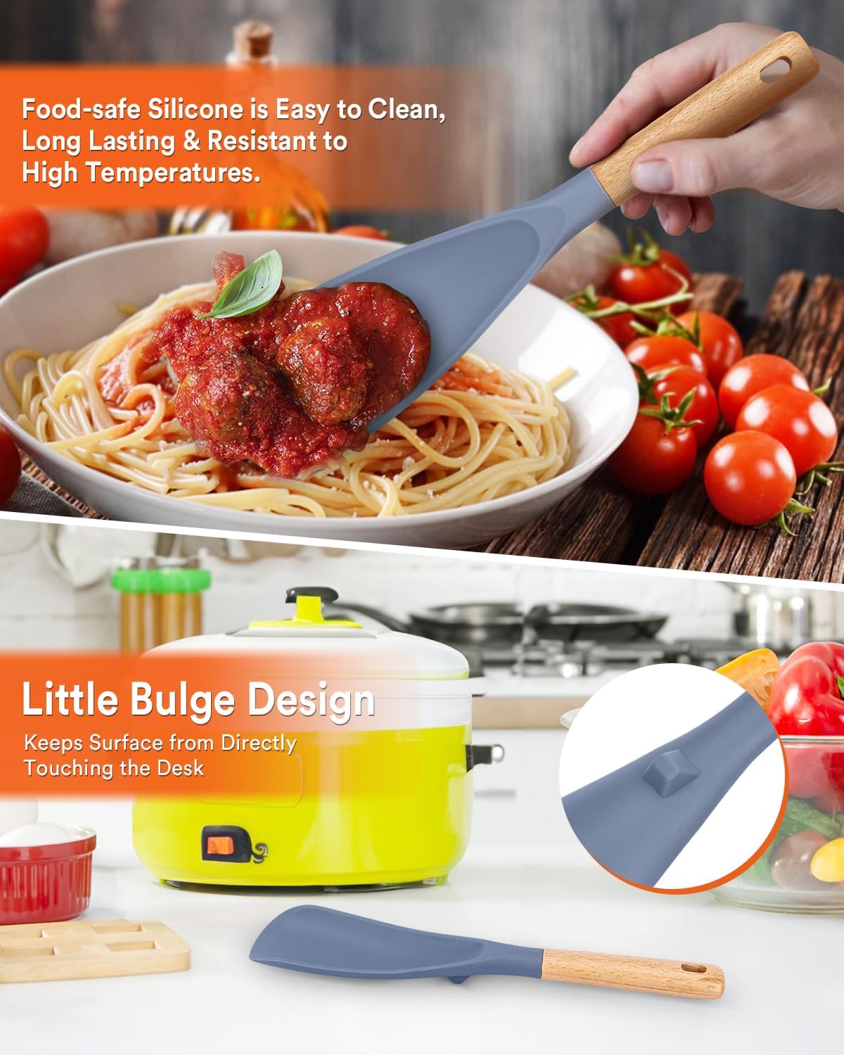 Badiano Cooking Spoon and Rice Scooper for Nonstick Cookware,Multi-function