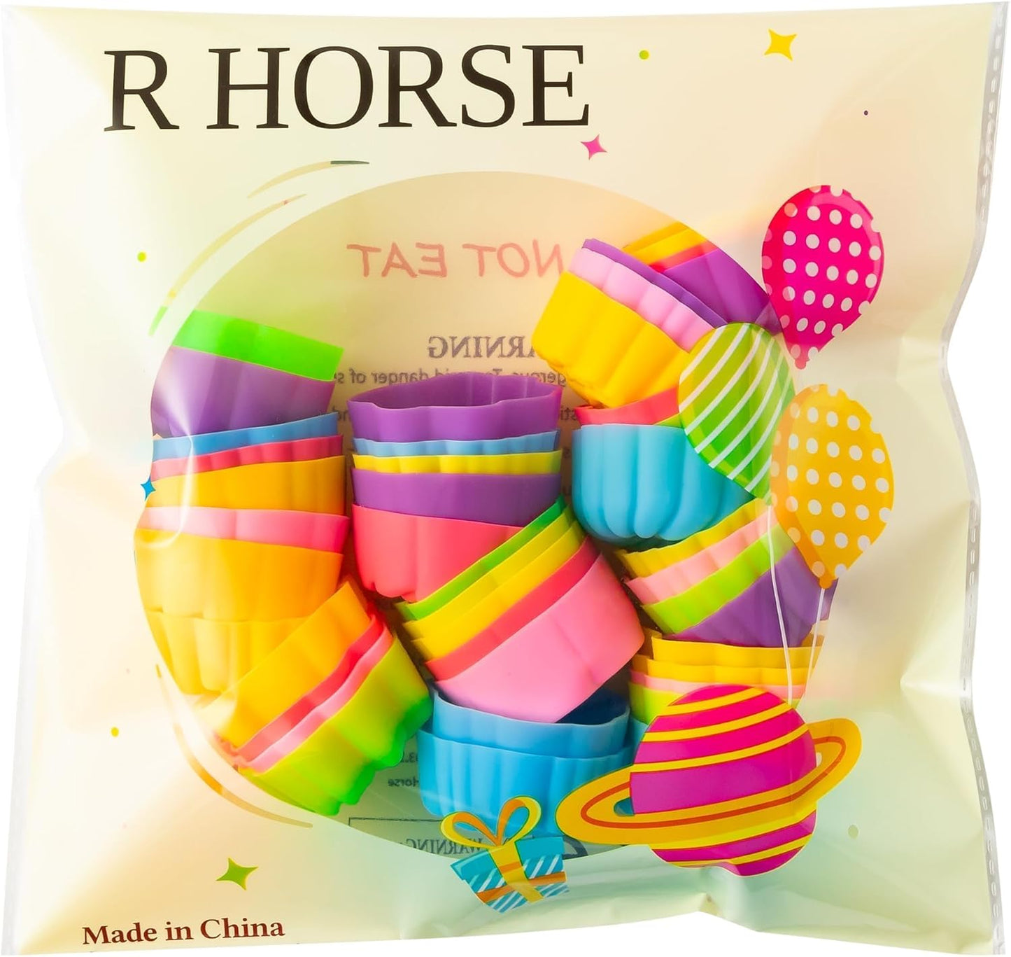 R HORSE 42Pcs Silicone Molds Cupcake 2 Inch Mini Size Reusable Muffins Liners Washable Non-Stick Donut Wrapper Mold Flower Shapes Baking Cups for Pan Oven Microwave Dishwasher