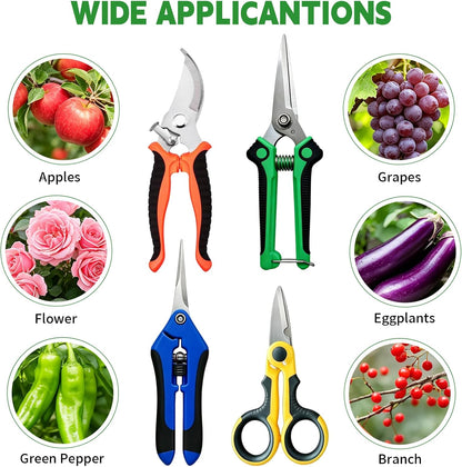 HoMaNa 4 Pack Garden Shears Pruning Set, Stainless Steel Multi-Blade