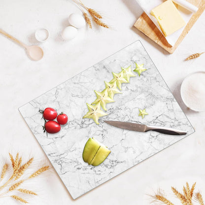 JAMBALAY Tempered Glass Cutting Boards for Kitchen, Clear Glass Cutting Board Set, 12"x16" & 8"x12" Cutting Boards with Non Slip Foot, Heat and Scratch Resistant, Shatterproof