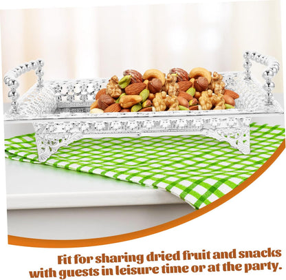 COLLBATH Nordic Style Fruit Plate with Handle 2Pc Metal Snack Serving Tray for Dried Fruits and Appetizers Elegant Gold Platter for Kitchen and Entertaining