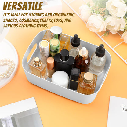 Zopeal Plastic Storage Bins 10 Pcs White Pantry Organizer Bins Small Baskets Storage Containers for Home Kitchen (10 x 7 x 6 Inch)