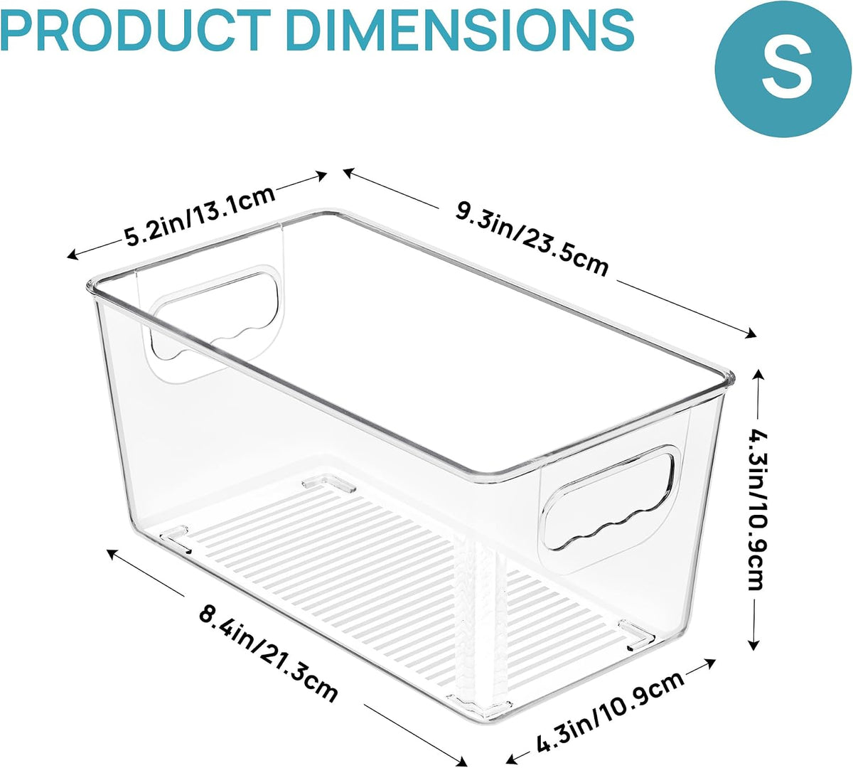 Vtopmart Clear Plastic Storage Bins, 6 PCS Pantry Organizer Bins with Handle for Refrigerator, Fridge, Cabinet, Kitchen, Countertops, Cupboard, Freezer Organization and Storage, Large