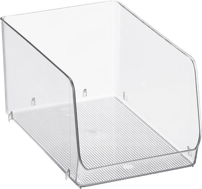 iDesign Clear Plastic Stackable Storage Bin, 2-Pack | Open Front, Easy Access Organizer, For Pantry or Cabinet