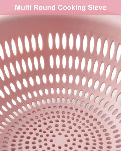 3 pcs Plastic Wash Basket Round Perforated Colander Wash Vegetables and Fruits Drain Cooked Pasta Kitchen Essentials Food Strainer Basket Strainer Kitchen Blue Yellow green red (3PCS-Green)