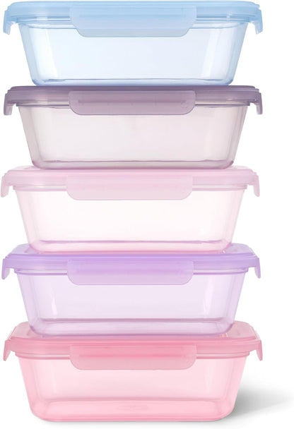 Ello Snap & Nest 10-Piece 4.5 Cup Plastic Meal Prep Set, Reusable Food Containers for Healthy Eating, Freezer, Dishwasher Safe, Berry Fields
