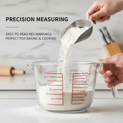 3 Glass Measuring Cups Set,1,2,4Cups,Borosilicate Glass Liquid Measuring Jug with Angled Handle, Pour Spout,Markers,Easy Read,Heavy Duty Batter Bowls,for Kitchen Cooking,Baking,Mixing,Clear