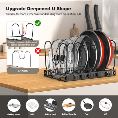 Housolution 2 Pack Pot and Pan Lid Organizer Holder Storage Rack, Black