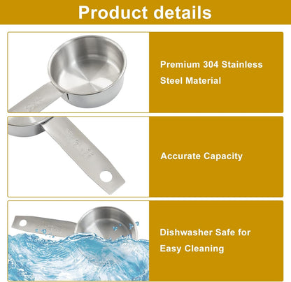 4 PCS 1/4 Cup Stainless Steel Pet Food & Measuring Scoop