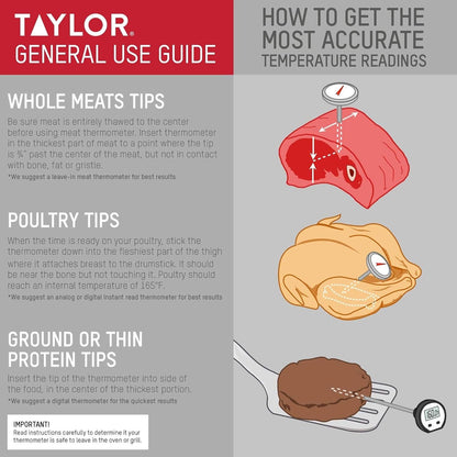 Taylor – Compact Instant-Read Pen Style Digital Kitchen Meat Thermometer - Waterproof Grey - Gray (Blue)