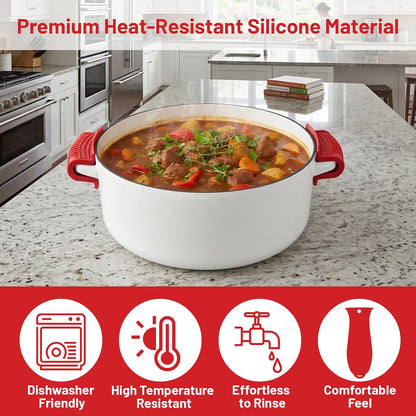 Cast Iron Skillet Handle Covers,3Pcs Heat Resistant Silicone Pot Handles Covers Non-Slip Cast Iron Handle Sleeve for Frying Pans and Griddles Kitchen Supplies(Red)