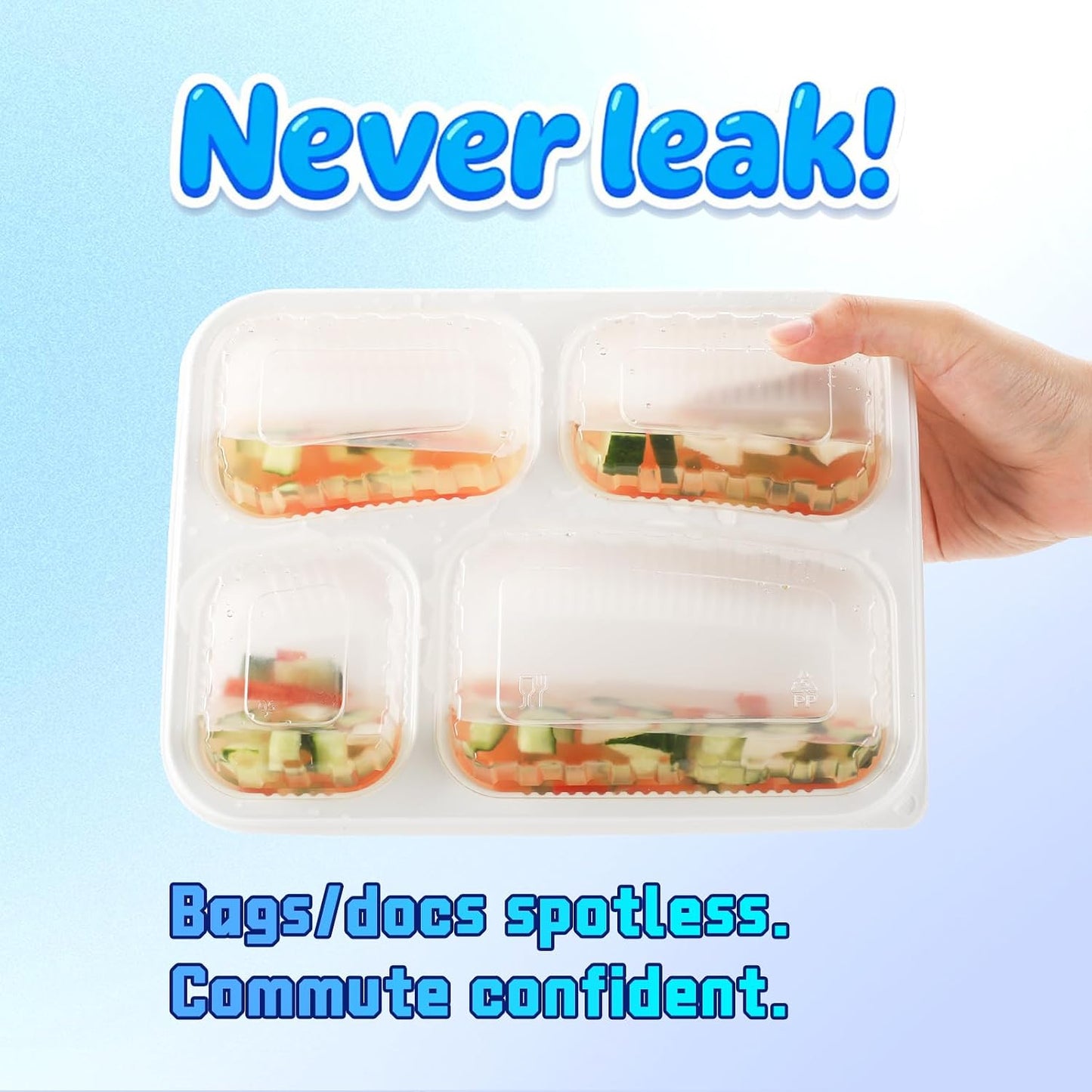 YANGRUI Meal Prep Container with Lid 40 Pack 34 oz - Reusable 4 Compartment Quad Seal Leak Defense Food Containers | BPA Free Flexible PP Plastic | Shrink Wrap Microwave & Dishwasher Safe Takeout Box