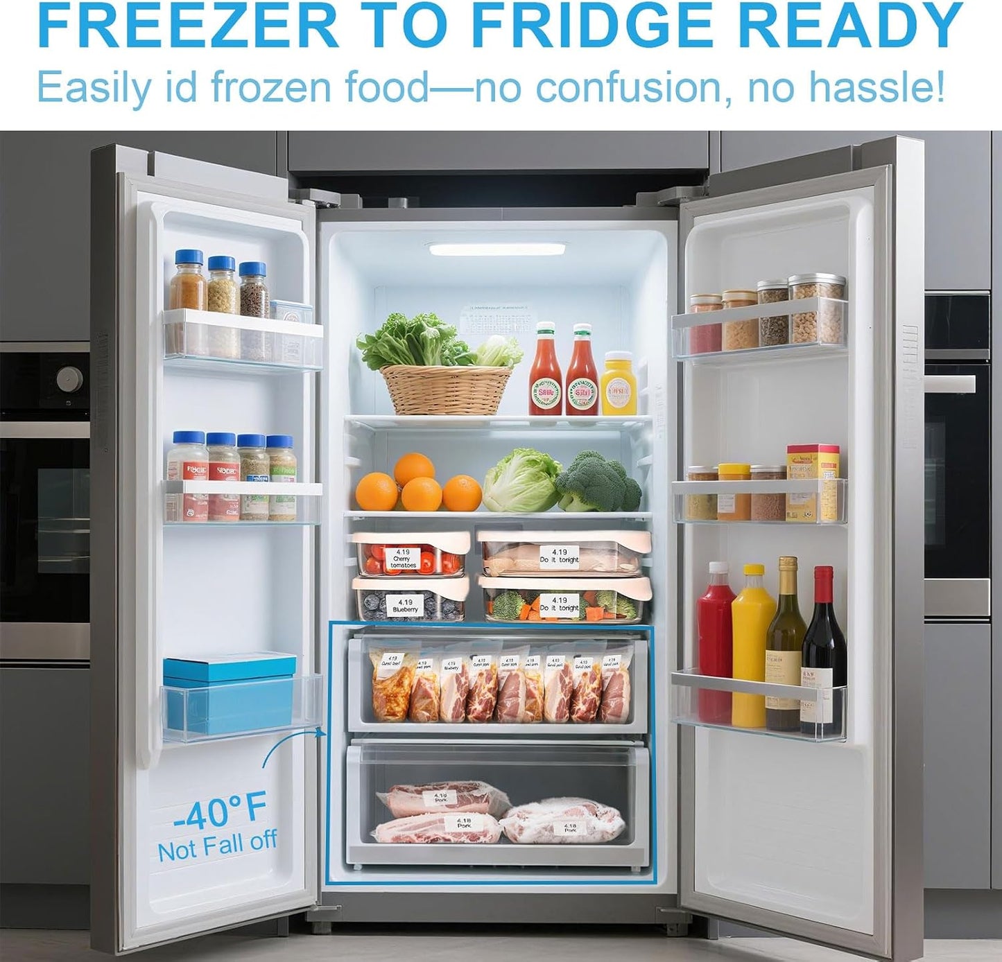 1200 Removable Freezer Labels 1x2 Inch Waterproof, Oil & Tear Resistant Blank Food Labels, Easy Peel No Residue Perfect for Refrigerator, Jars & Pantry Storage