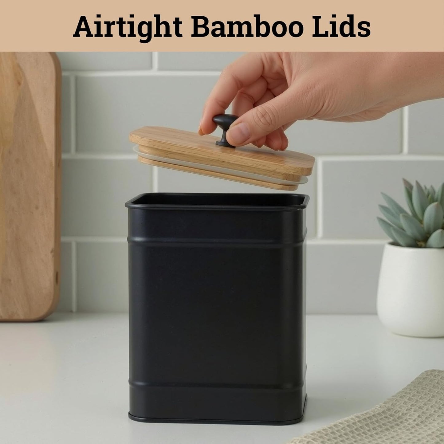 Kitchen Canisters for Countertop Set of 4 with Customizable Chalkboard Labels & Marker Pen - Big Iron Kitchen Canisters with Airtight Lids - Sage Green Canister Set - Flour and Sugar Containers