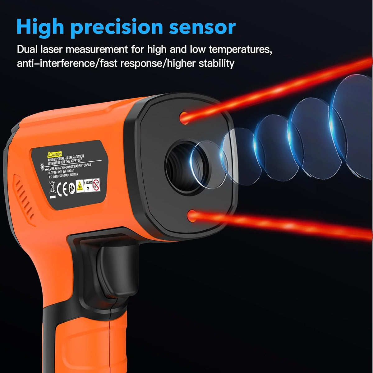Infrared Thermometer Gun, Non Contact Digital Laser Thermometer Temperature Gun with Color LCD for Cooking, Home Repairs, Humidity Measurement, Adjustable Emissivity -58°F to 1472°F(-50~800°C)