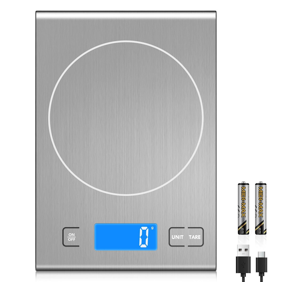 33lb Rechargeable Food Scale, Diyife 304 Stainless Steel Kitchen Scale