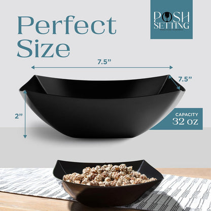 Posh Setting - White Plastic Square Serving Bowls for Party (16oz - 4 Pack), Disposable & Candy Containers for Party Table & Buffet