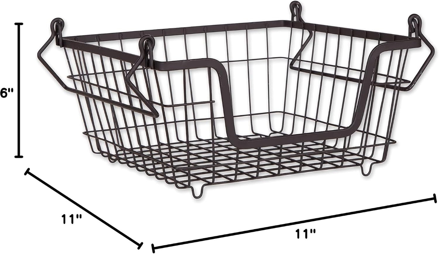 DII Metal Wire Mesh Stackable Utility Storage Bin, Small Round, 12x12x10", Bronze