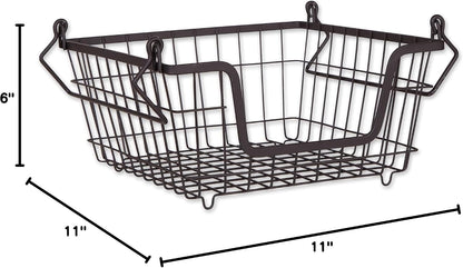 DII Metal Wire Mesh Stackable Utility Storage Bin, Small Round, 12x12x10", Bronze