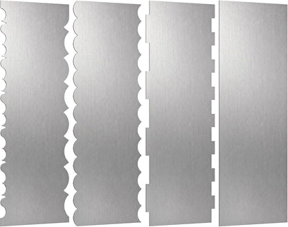 4 Pack Stainless Steel Cake Scraper, 8.6 Inch Textured Icing Smoother Comb